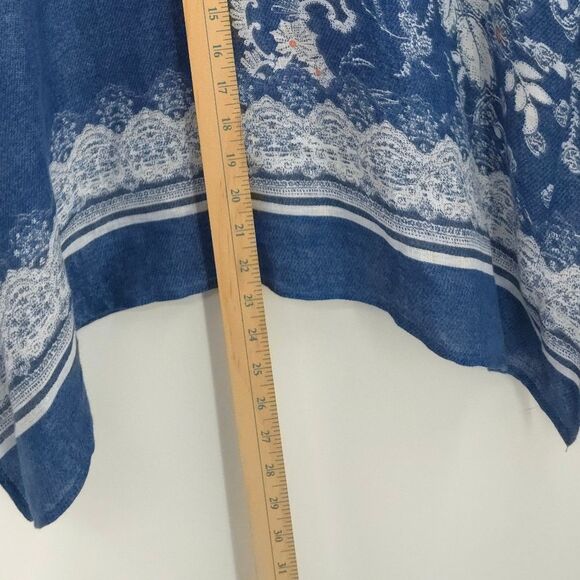 Chicos 100% Linen Floral 2-Way Poncho Top Flowy Boho Blouse Coastal Beach - Picture 9 of 12